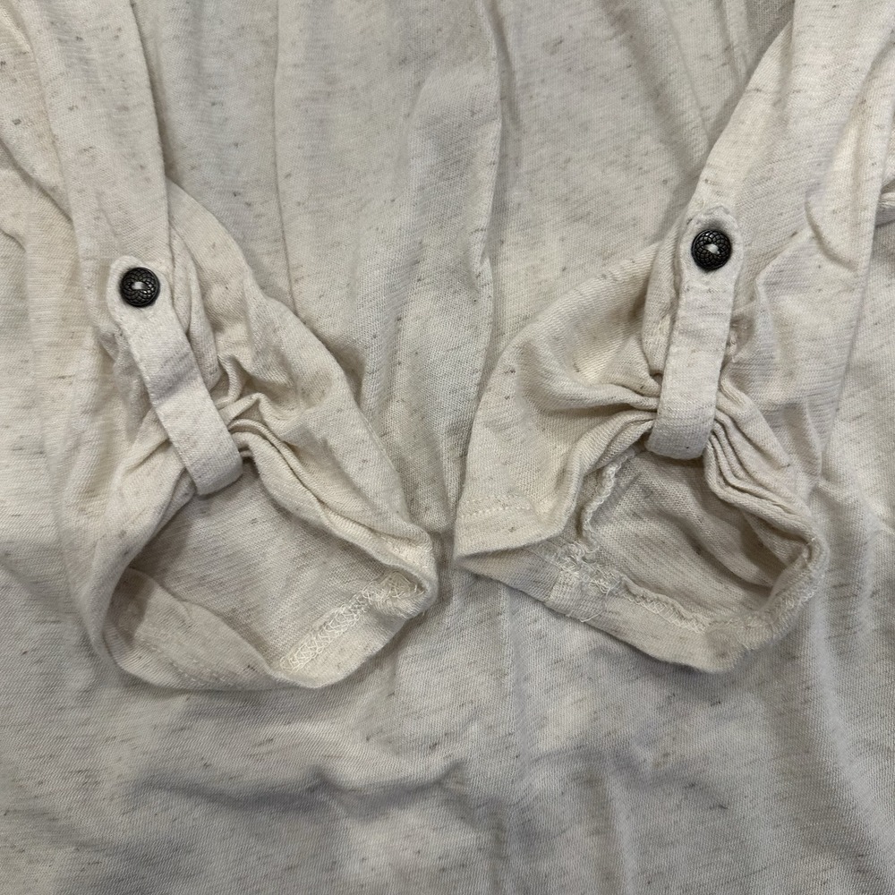 Lucky Brand Womens L Boho Top Long Sleeve‎ Cream Red Blue Hi Lo Relaxed Tab - Picture 9 of 9
